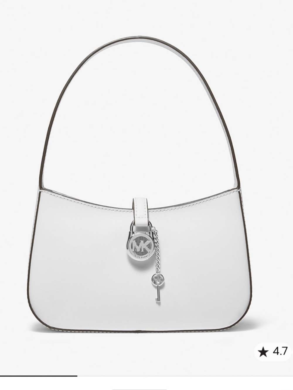 NWT Michael Kors Lyra Small Leather Pouchette Shoulder Bag Optic White